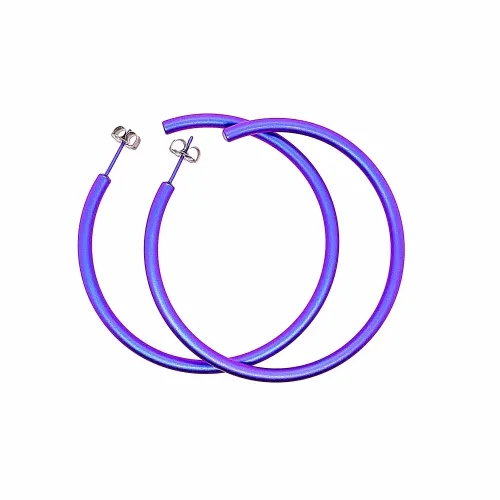 Large Round Purple Hoops Earrings